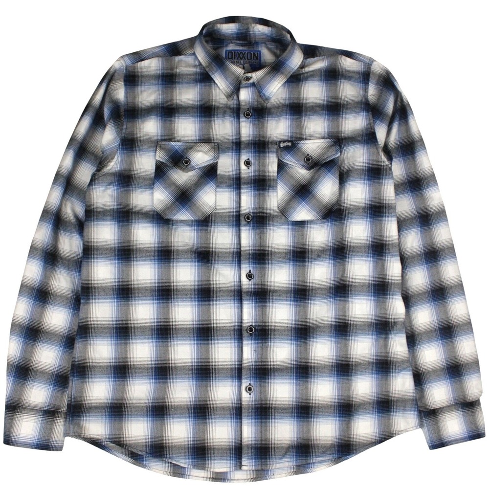 Dixxon x West Coast Customs 30YR Flannel Mens XLT Blue Plaid Button Front Shirt